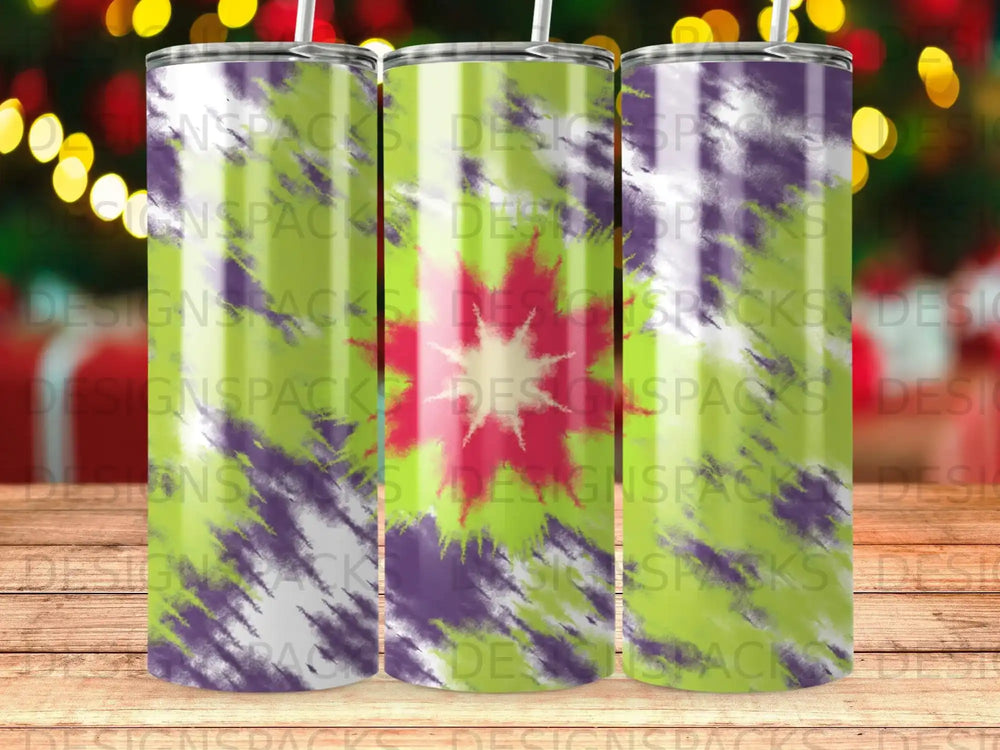 Abstract Explosion Tie Dye Pattern Green Purple Tumbler product type