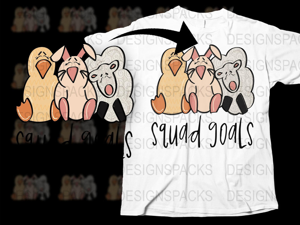 Cute Sheep and Chick Farm Animal Graphic T-Shirt, Unisex Cartoon Style Tee for All Ages