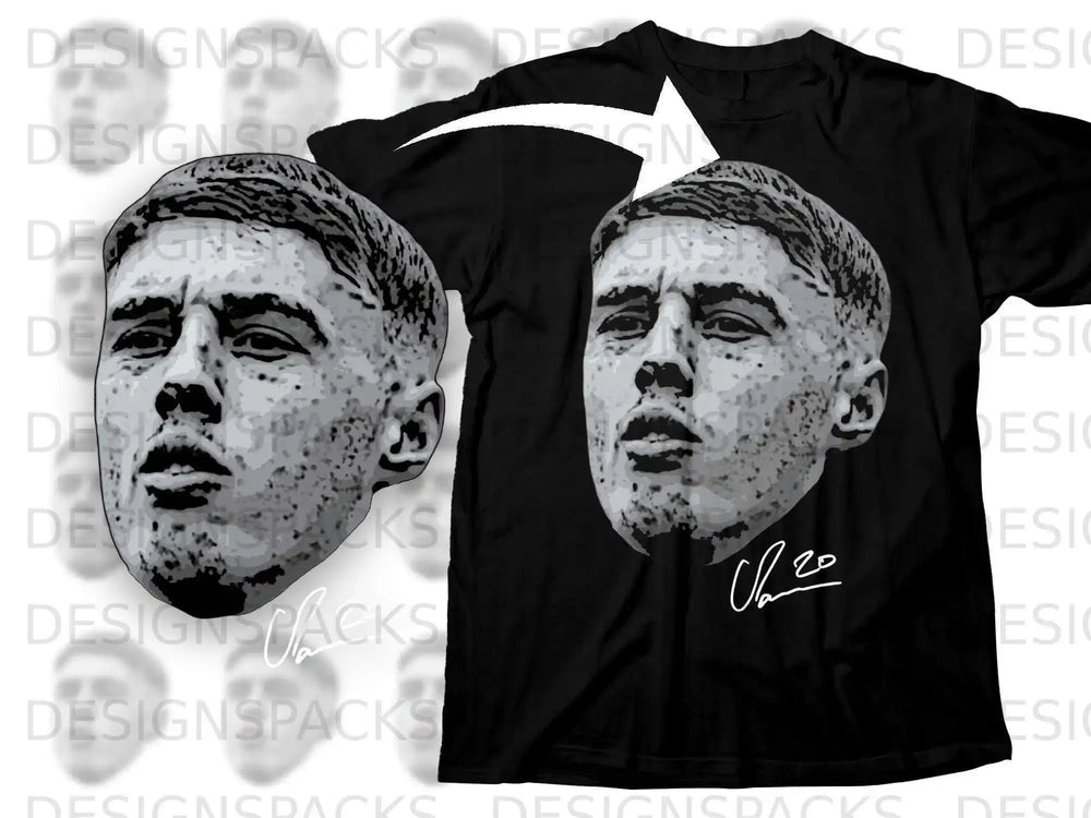 Iconic Face Art Black T-Shirt with Signature Design