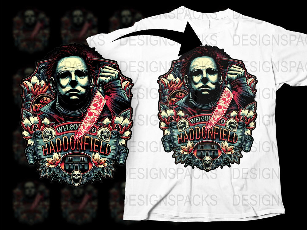 Halloween Movie Inspired T-Shirt, Michael Myers Welcome to Haddonfield Graphic Tee, Horror Film Fan Apparel, Unisex Clothing