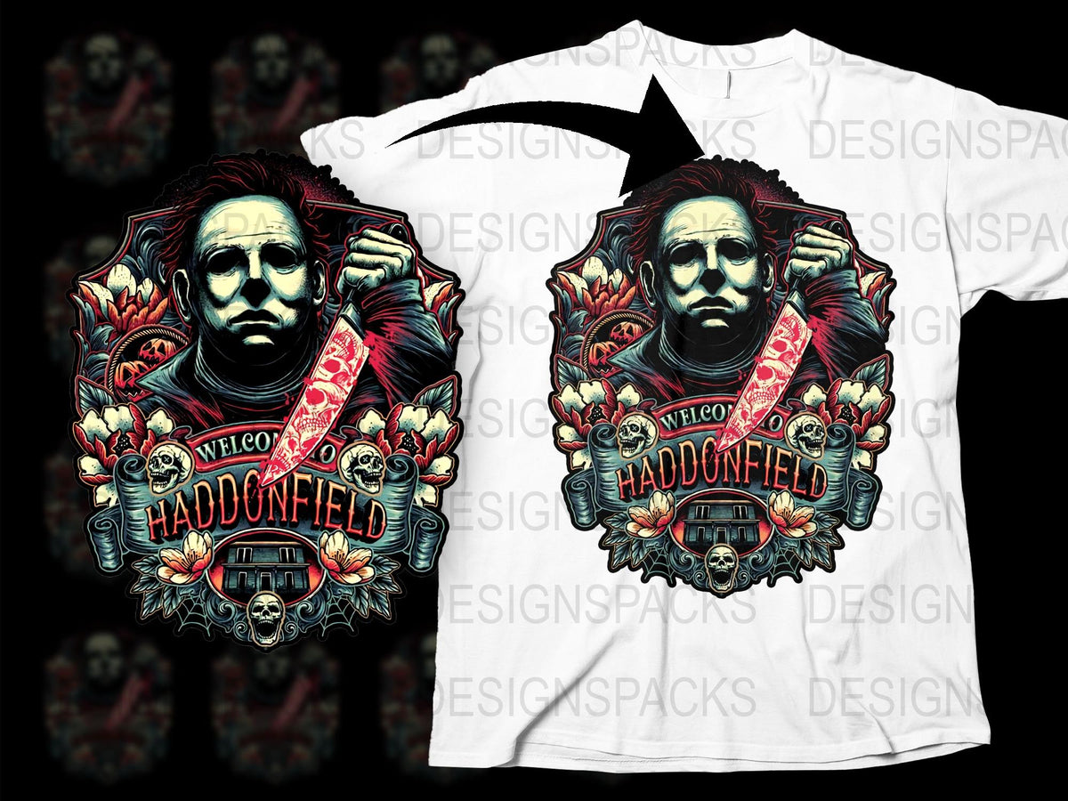 Halloween Movie Inspired T-Shirt, Michael Myers Welcome to Haddonfield Graphic Tee, Horror Film Fan Apparel, Unisex Clothing
