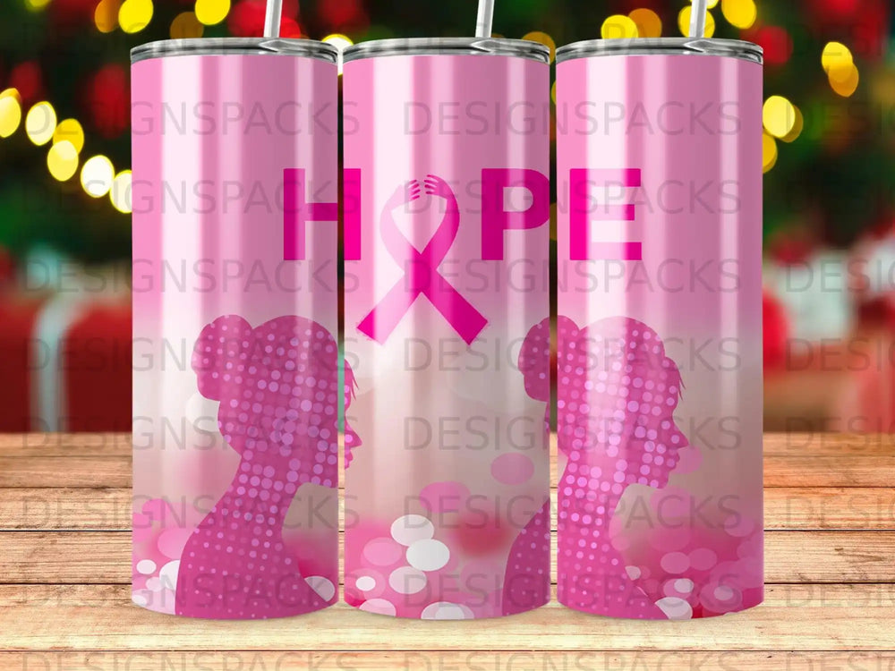Pink Hope Ribbon Female Silhouette Dotted Product Type