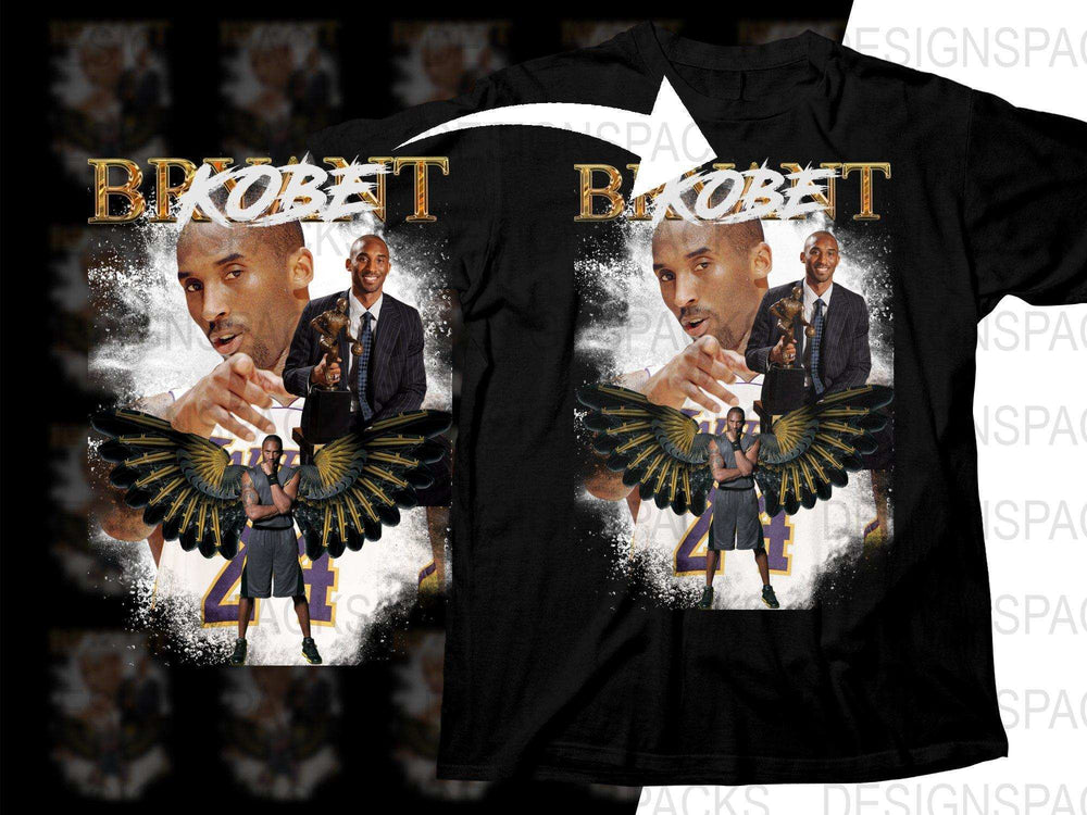 Kobe Bryant tribute t-shirt with wings and MVP trophy design, print-ready for DTG/DTF