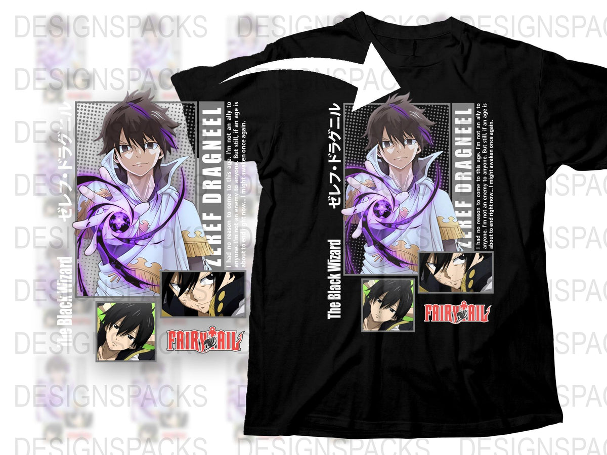 Anime Graphic T-Shirt Fairy Tail Natsu Dragneel Design, Unisex Black Tee with Manga Character, Casual Wear, Gift for Anime Fans