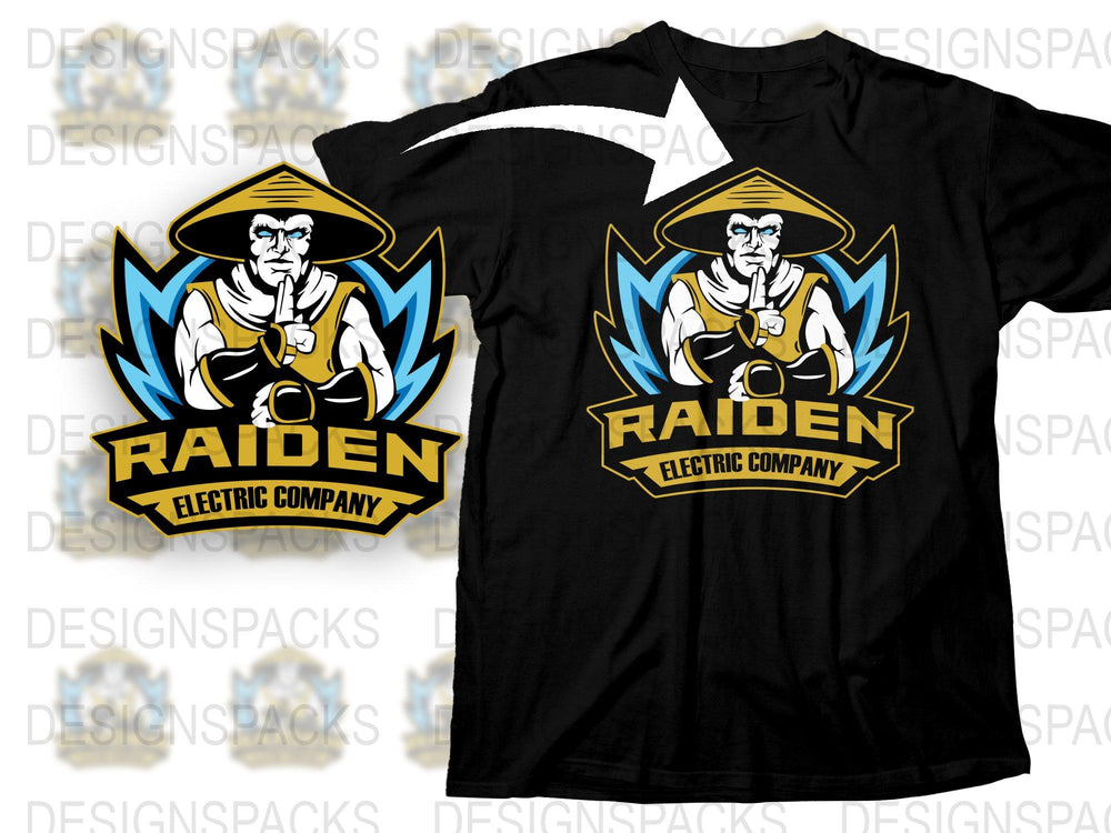 Raiden Electric Company Graphic T-Shirt, Vintage Electrician Logo Tee, Cool Black Casual Shirt with Unique Design, Gift for Electricians