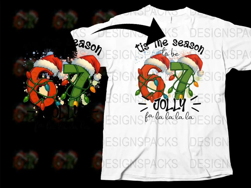 Festive Christmas T-Shirt, Santa Hat Graphic, Jolly Season Slogan, Holiday Apparel Gift