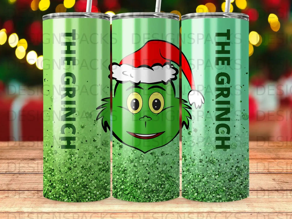 The Grinch Santa Hat Glitter Green Tumbler product type