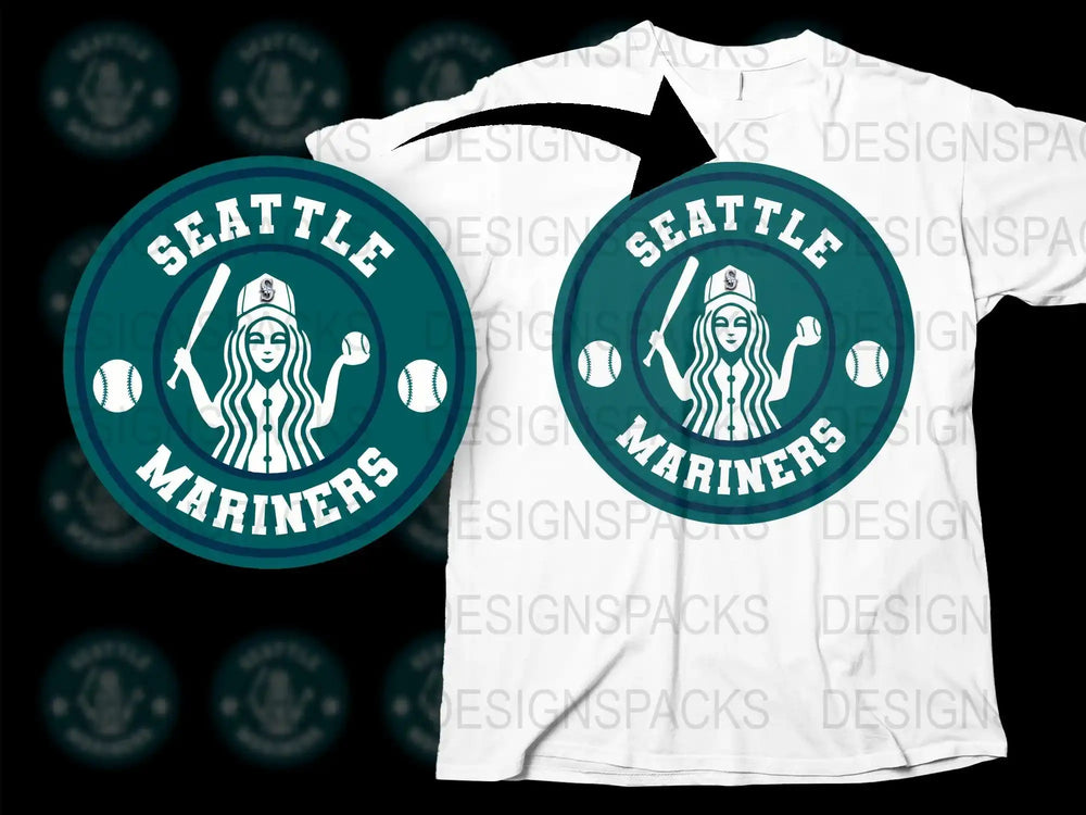 Seattle Mariners baseball design for t-shirts, print-ready SVG/PNG, DTF/DTG compatible