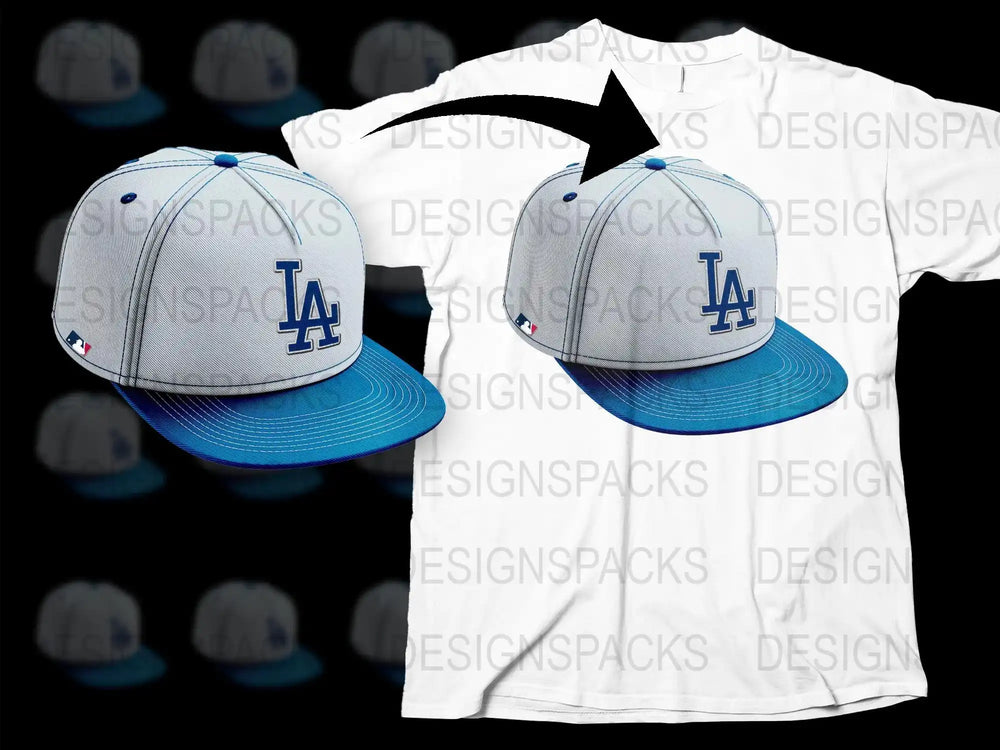 LA Dodgers cap design for t-shirts, print-ready DTF/DTG bundle with PNG/SVG files