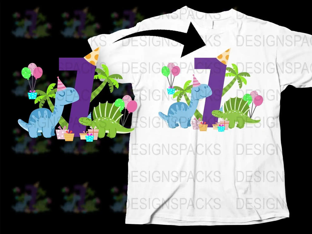 Kids Dinosaur Birthday T-Shirt, Cute T-Rex Party Tee, Boys Girls Graphic Shirt, Colorful Dino Top with Balloons