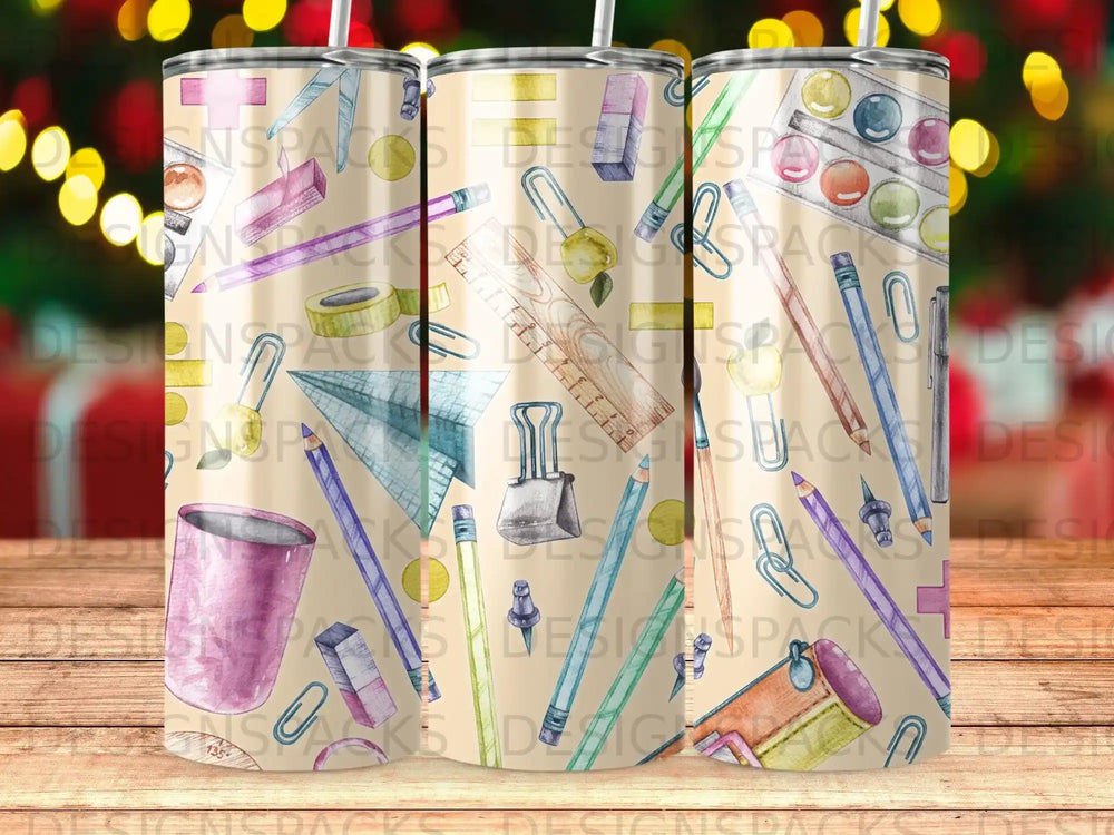 Art school supplies stationery watercolor pattern product type