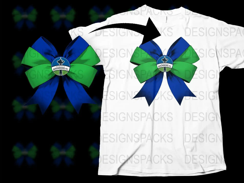 Seattle Sounders FC bow design on white t-shirt, print-ready for DTG or DTF