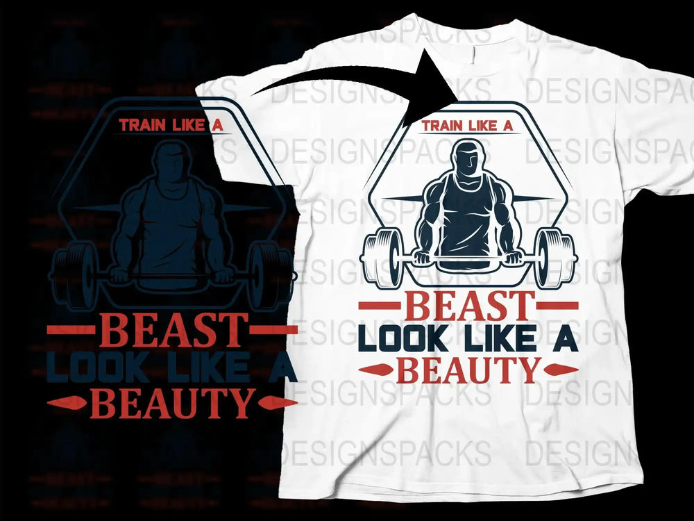 Train Like a Beast Look Like a Beauty Gym T-Shirt, Fitness Apparel, Motivational Workout Clothes, Unisex Graphic Tee