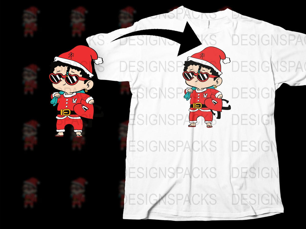 Festive Boys Christmas T-Shirt, Cartoon Santa Helper Graphic, Holiday Kids Apparel, Unique Xmas Gift for Children