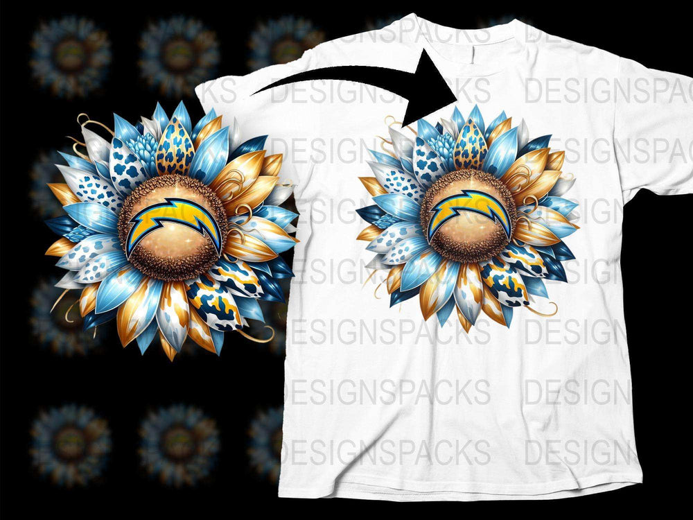 Sunflower Graphic T-Shirt, Floral Print Tee, Blue and Yellow Flower Design, Summer Casual Wear
