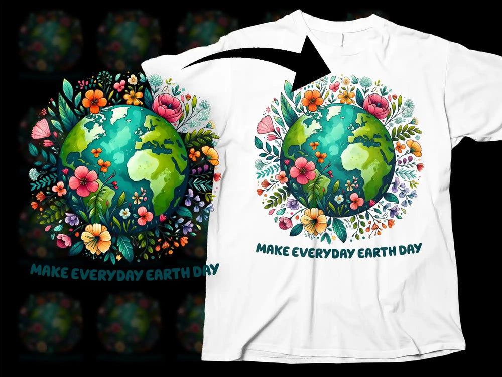 Earth Day T-Shirt Floral Globe Design, Eco-Friendly Message Tee, Colorful Earth Graphic, Unisex Environmental Awareness Shirt
