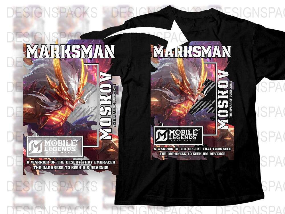 Mobile Legends Marksman Yoshin Graphic T-Shirt, Anime Style Warrior Design, Gaming Apparel