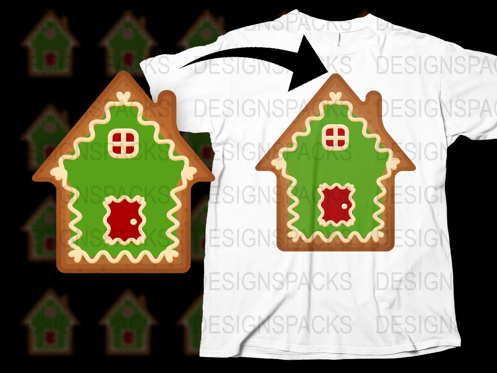 Gingerbread House Cookie Christmas T-Shirt, Festive Holiday Graphic Tee, Cute Winter Apparel