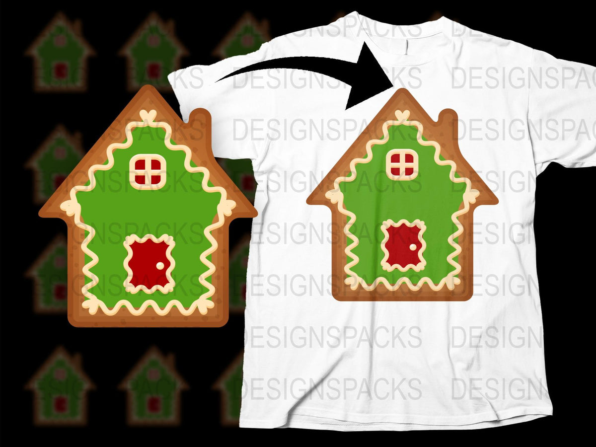 Gingerbread House Cookie Christmas T-Shirt, Festive Holiday Graphic Tee, Cute Winter Apparel