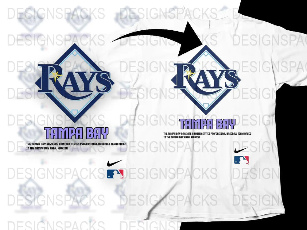 Tampa Bay Rays baseball team logo design for t-shirt, print-ready SVG/PNG, DTF/DTG compatible
