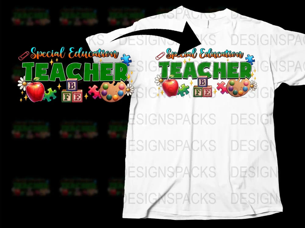Special Education Teacher T-Shirt, Colorful Apple Design, Back to School Apparel for Educators