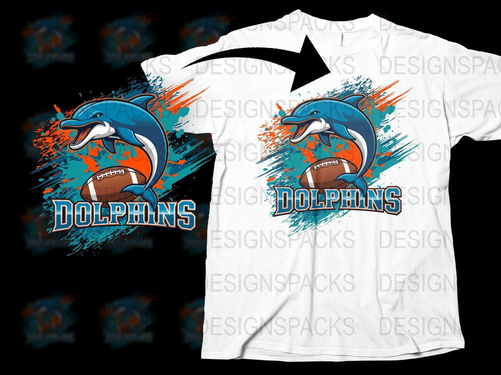 Miami Dolphins T-Shirt, Vintage Football Graphic Tee, Retro Sports Fan Apparel, Bold Colorful Design