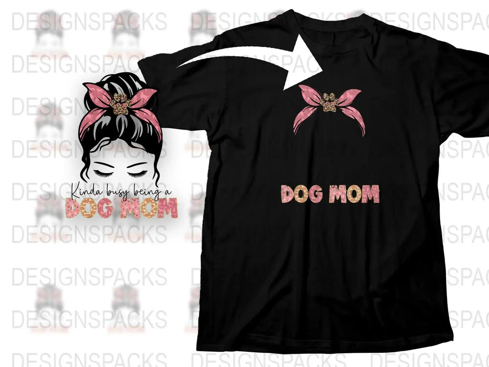 Dog Mom T-Shirt, Floral Headband Design, Cute Pet Owner Gift, Women's Fashion Top