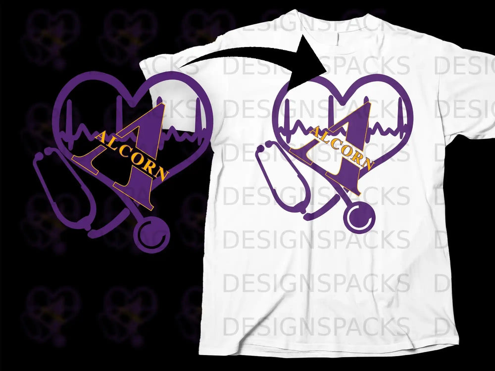 Alcorn Heartbeat Stethoscope Design T-Shirt