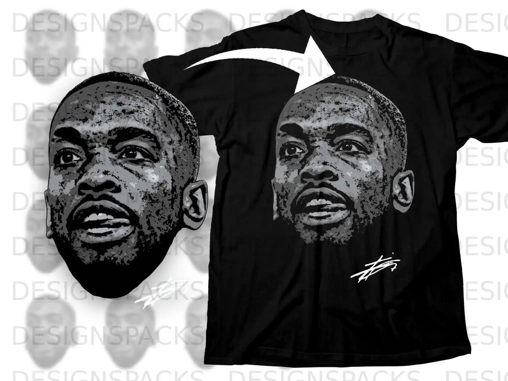 Graphic Face Print Black T-Shirt with Signature Design