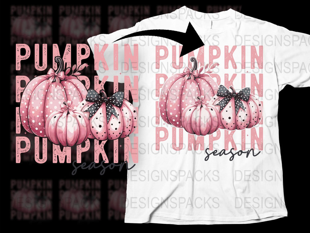 Pumpkin Season T-Shirt, Cute Fall Graphic Tee, Polka Dot Pumpkins, Women's Fashion Top