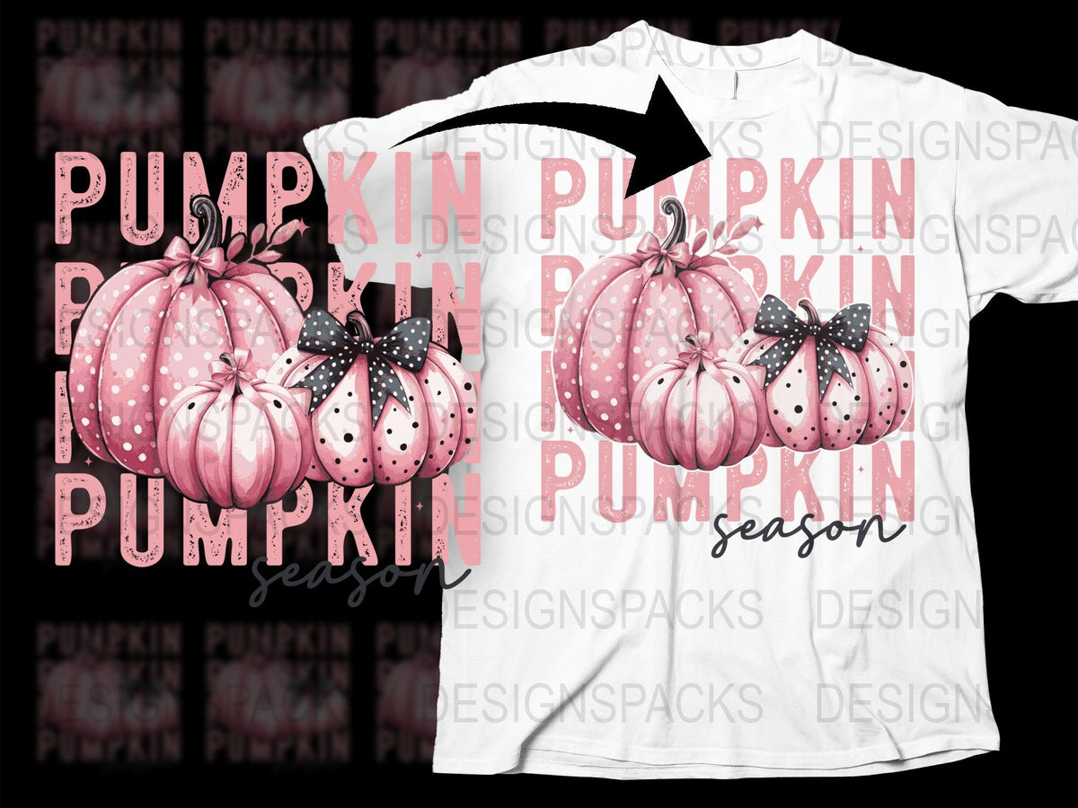 Pumpkin Season T-Shirt, Cute Fall Graphic Tee, Polka Dot Pumpkins, Women's Fashion Top