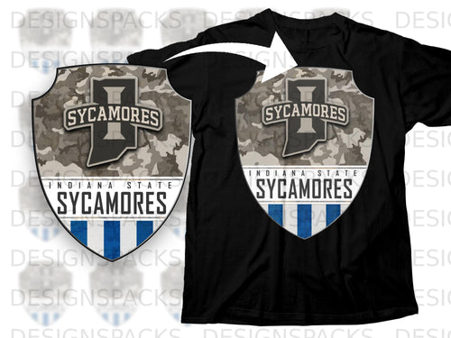Black t-shirt featuring a shield logo with 