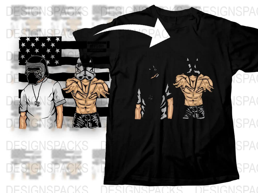 Star Wars Kylo Ren & Stormtrooper ripped muscle t-shirt design, print-ready for DTF DTG