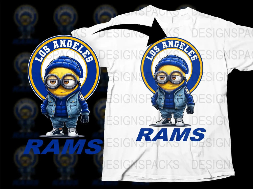 Los Angeles Rams Minion fan design for t-shirt, print-ready PNG SVG for DTF DTG