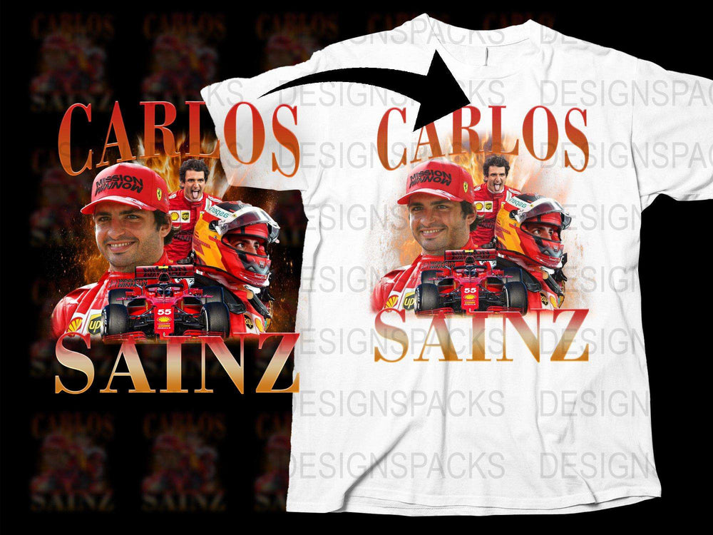 Carlos Sainz Racing T-Shirt, Formula One Driver Graphic Tee, Motorsport Fan Apparel, Gift for Racing Enthusiasts