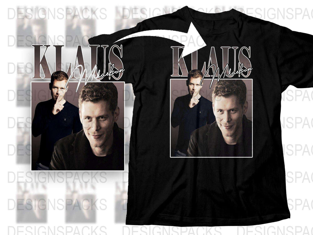 Klaus Mikaelson Graphic T-Shirt, Vampire TV Show Fan Merch, Unisex Black Tee with Character Design, Gift for Series Fans