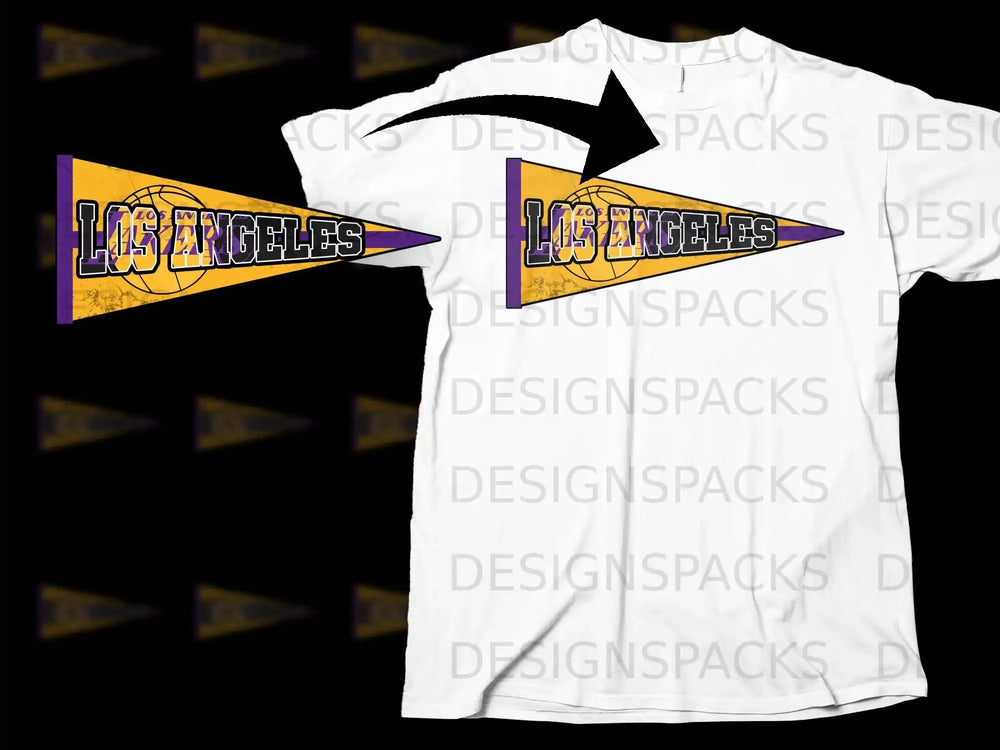 Los Angeles Basketball Team Pennant Design T-Shirt