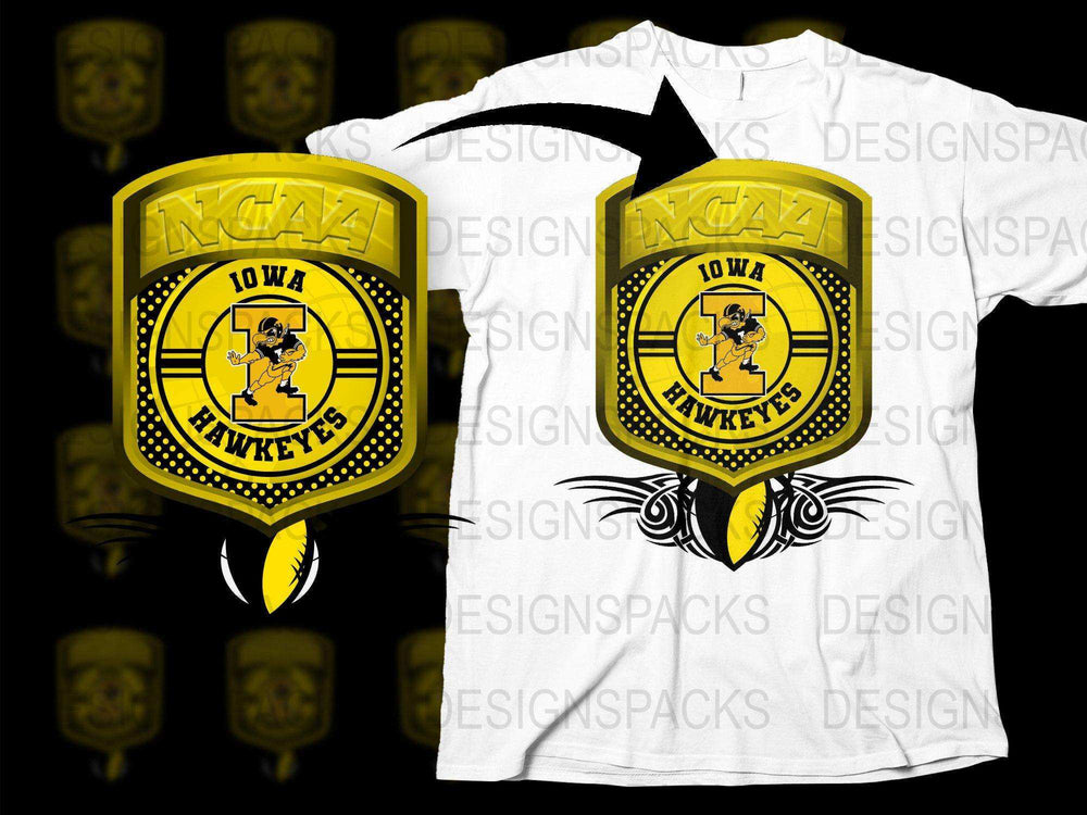 Iowa Hawkeyes NCAA Yellow Logo T-Shirt, College Sports Fan Gear, Unisex Graphic Tee