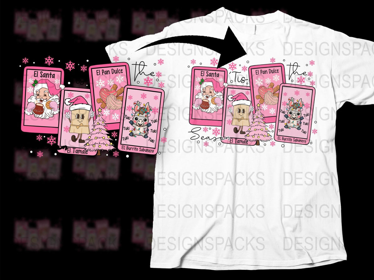 Festive Holiday T-Shirt Santa and Pets Pink Graphic Tee Christmas Gift Idea