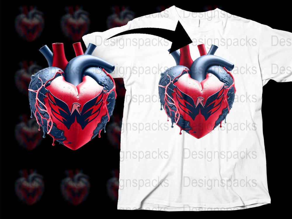 Gothic Heart T-Shirt, Anatomical Heart with Wings, Red and Black, Cool Graphic Tee, Unisex Adult Clothing