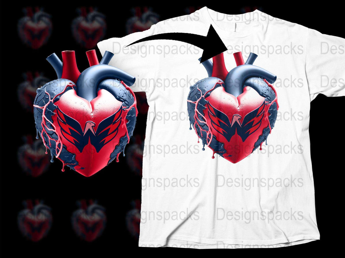 Gothic Heart T-Shirt, Anatomical Heart with Wings, Red and Black, Cool Graphic Tee, Unisex Adult Clothing