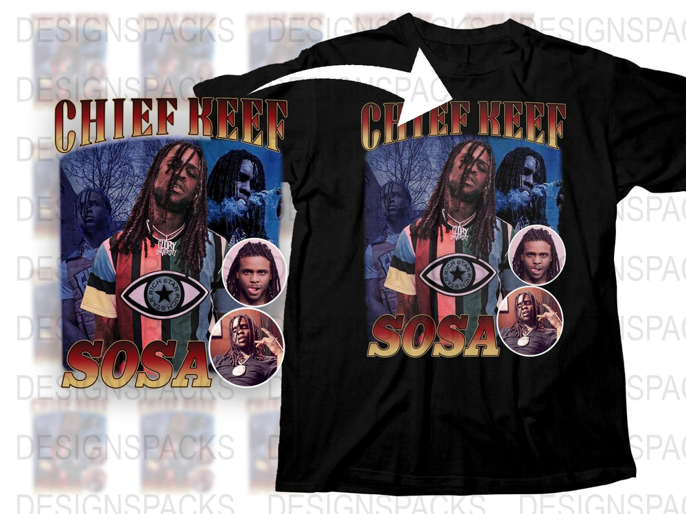 Chief Keef Sosa Graphic T-Shirt, Hip Hop Music Artist Tee, Urban Streetwear, Multi-Color, Men's Fashion Shirt