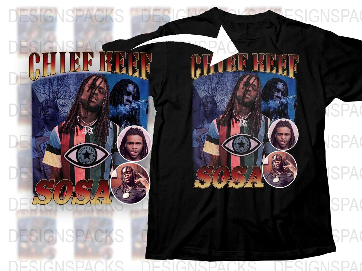 Chief Keef Sosa Graphic T-Shirt, Hip Hop Music Artist Tee, Urban Streetwear, Multi-Color, Men's Fashion Shirt