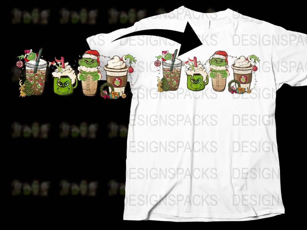 Festive Christmas Coffee Monster T-Shirt, Cute Holiday Beverage Design, Unisex Graphic Tee, Gift Idea
