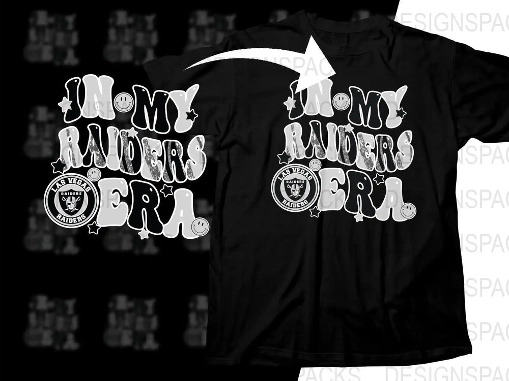 In My Raiders Era t-shirt design with smiley faces and stars, Las Vegas Raiders logo