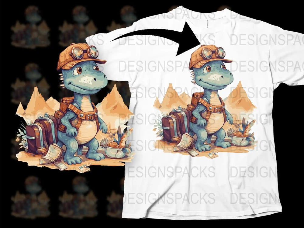Kids Dinosaur Explorer T-Shirt, Cute Dino Graphic Tee, Boys Adventure Shirt, Cartoon Style Clothing for Children