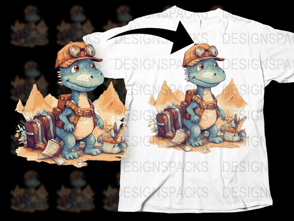 Kids Dinosaur Explorer T-Shirt, Cute Dino Graphic Tee, Boys Adventure Shirt, Cartoon Style Clothing for Children