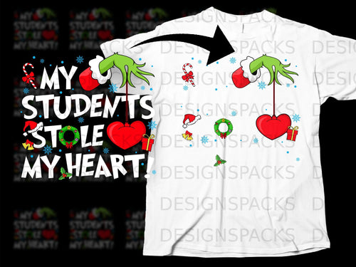 Grinch's hand holding heart, 