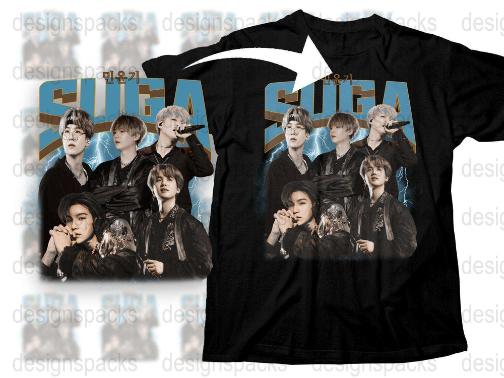 Fan Art T-Shirt with Multiple Portrait Graphics, Stylish Black Tee, Unisex Pop Music Apparel