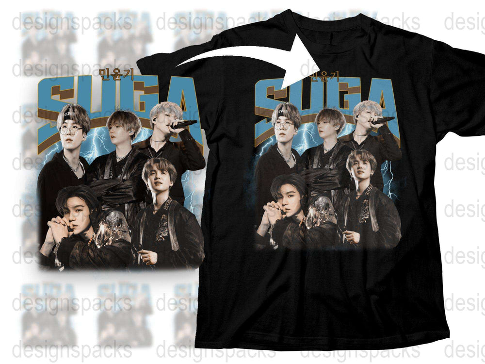 Fan Art T-Shirt with Multiple Portrait Graphics, Stylish Black Tee, Unisex Pop Music Apparel
